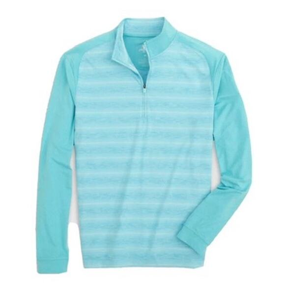 JOHNNIE-O Bert Quarter-Zip Pullover Baja Blue Stripe Performance Shirt M NWT - Picture 1 of 5